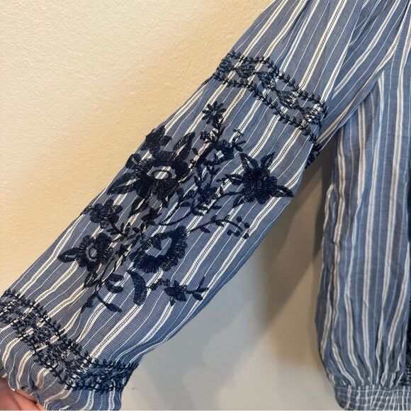 Xhilaration Blue and White Striped Blouse - Picture 3 of 4